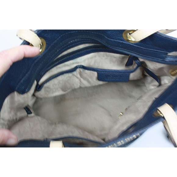 Michael Kors Purse Double Strap Handles with Matching Wallet Color Navy Blue - Picture 8 of 10